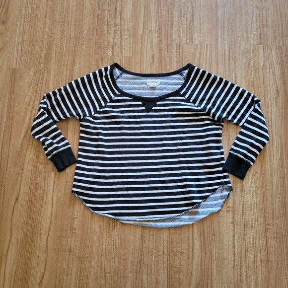 Denim & Supply Ralph Lauren Top Shirt Women Small Black White Striped Knit Basic - Picture 2 of 10